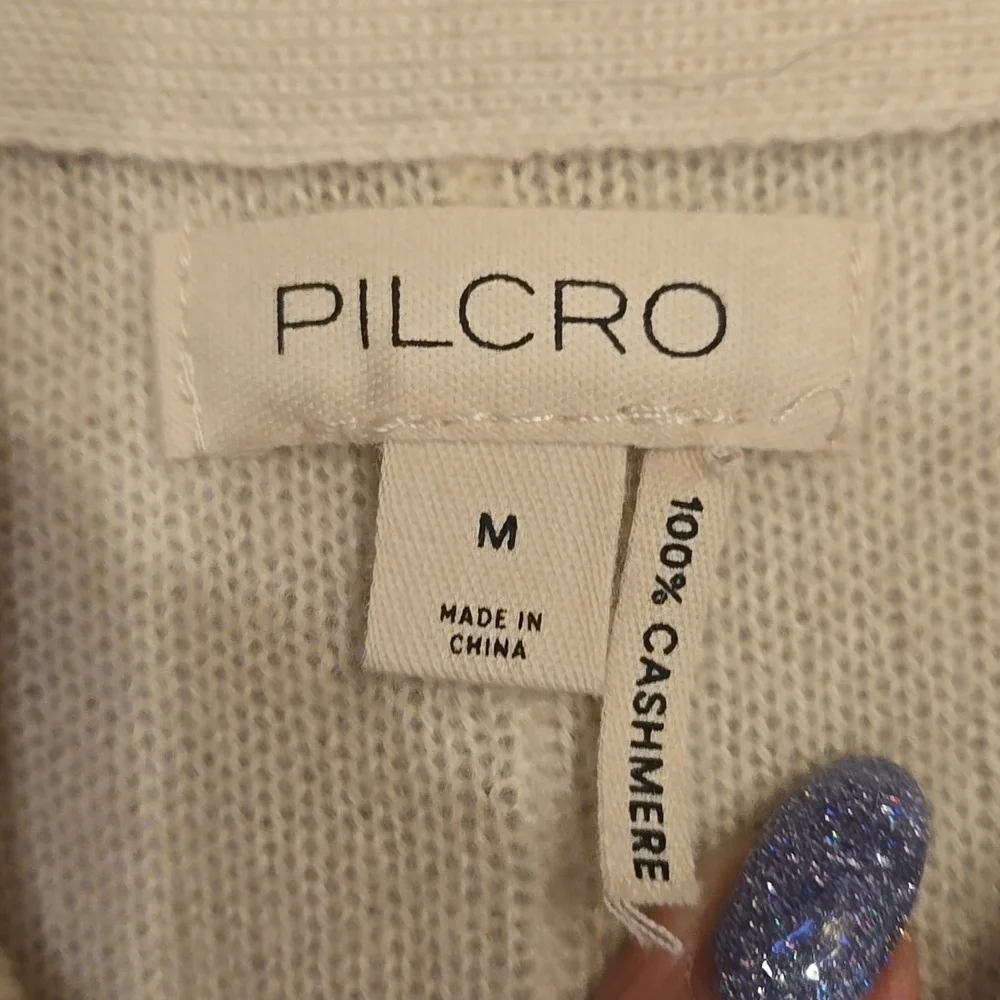 Anthropologie PILCRO Unique Cream/Olive Cashmere Cardigan Sweater - Picture 3 of 9